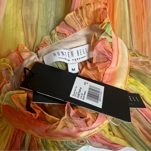 NWT Hunter Bell Savannah Pleated Mock Neck Long Blouson Sleeves Top Pastel - Picture 8 of 9